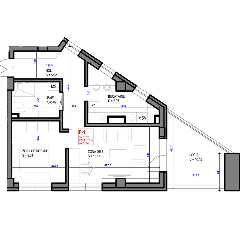 Suprafata construita - 70.20 mp